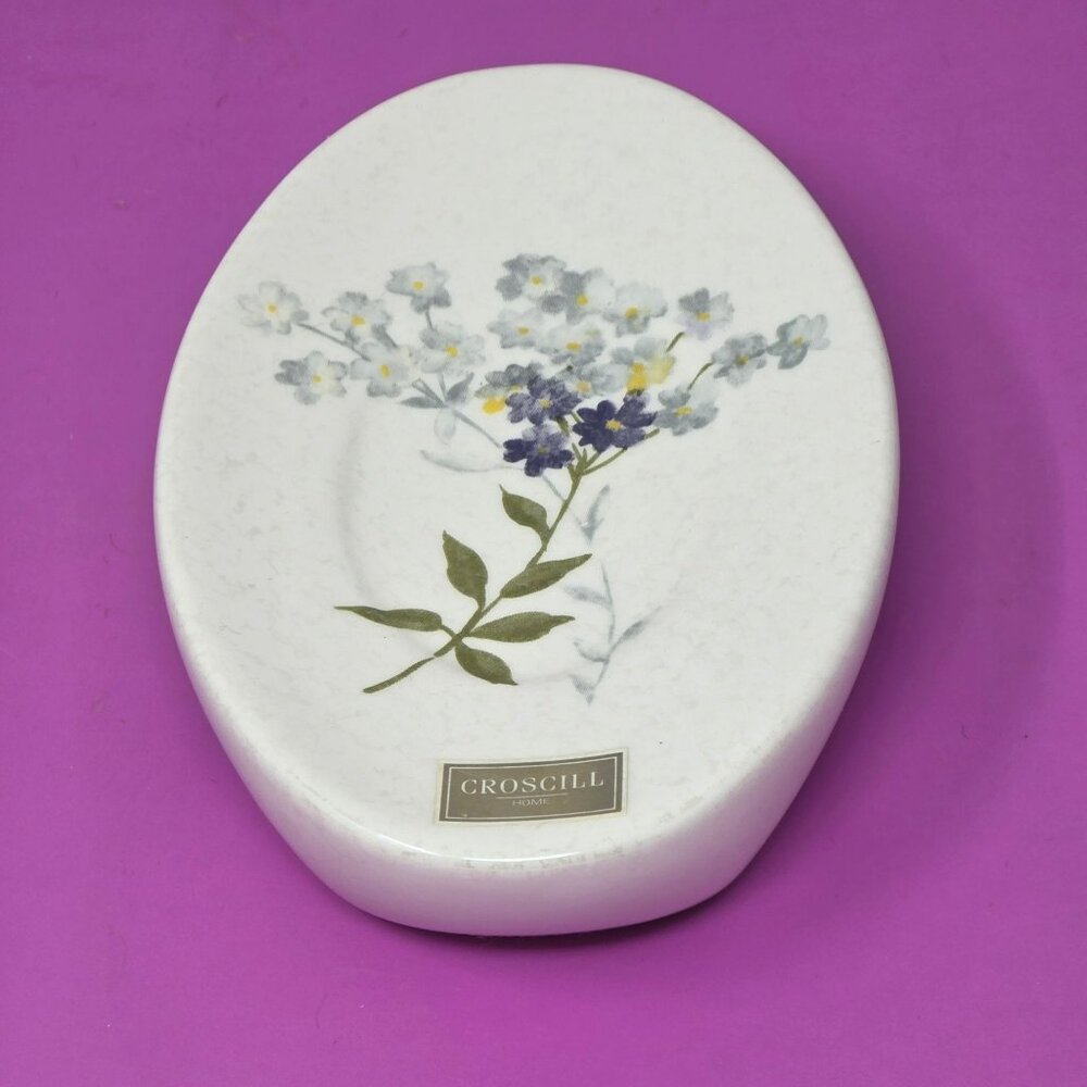 Croscill Tranquility‎ Oval Ceramic Soap Dish With Floral Design Made In China
